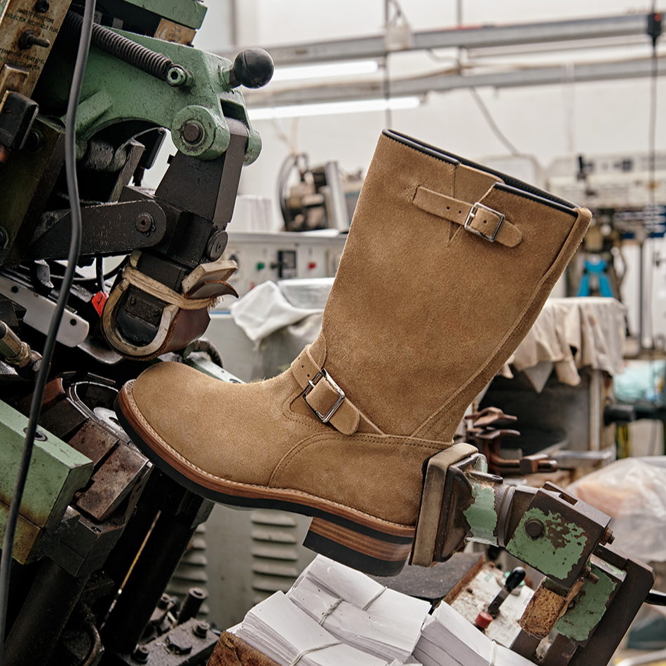 玩儿！EngineerBoot！复古摩托机车头层高帮带扣工程师靴男工装靴