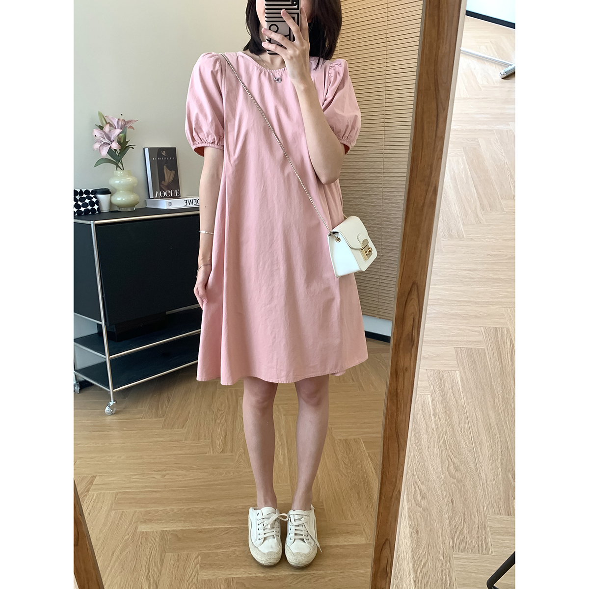 大叮自制 清仓！小个子韩版气质时尚泡泡袖连衣裙 L585