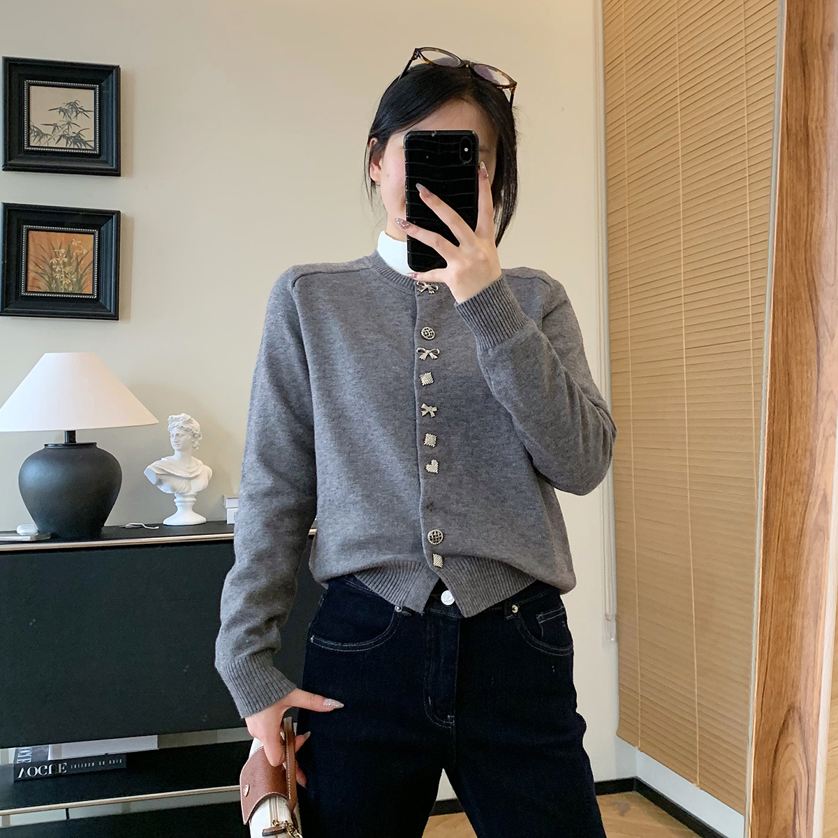 大叮自制清仓【蝴蝶酥开衫】法式精致不规则蝴蝶结针织开衫！S5496