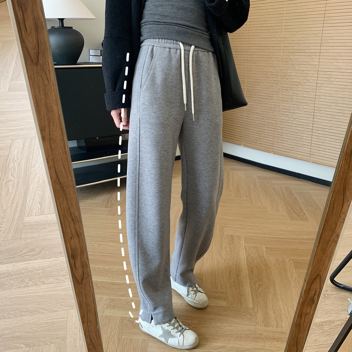 大叮自制 清仓 显瘦窄版香蕉裤！冬季仿羊绒直筒阔版休闲裤 K1489