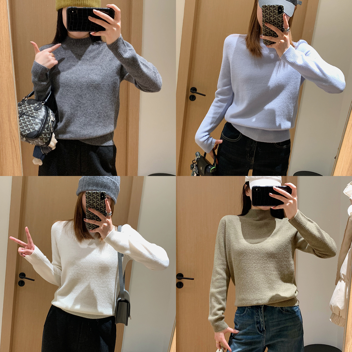 大叮自制清仓【秋冬基础系】无缝16支双股全Y毛半高领打底衫！S5635