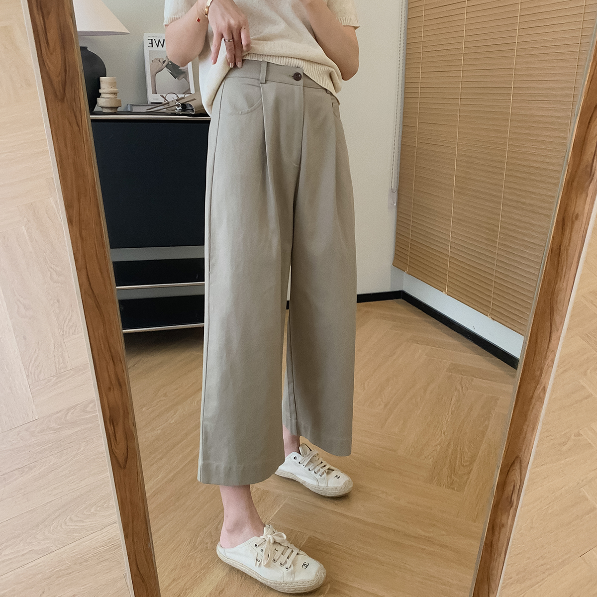 大叮自制清仓！【定织面料】双压褶小个子九分直筒显瘦休闲裤！K1620