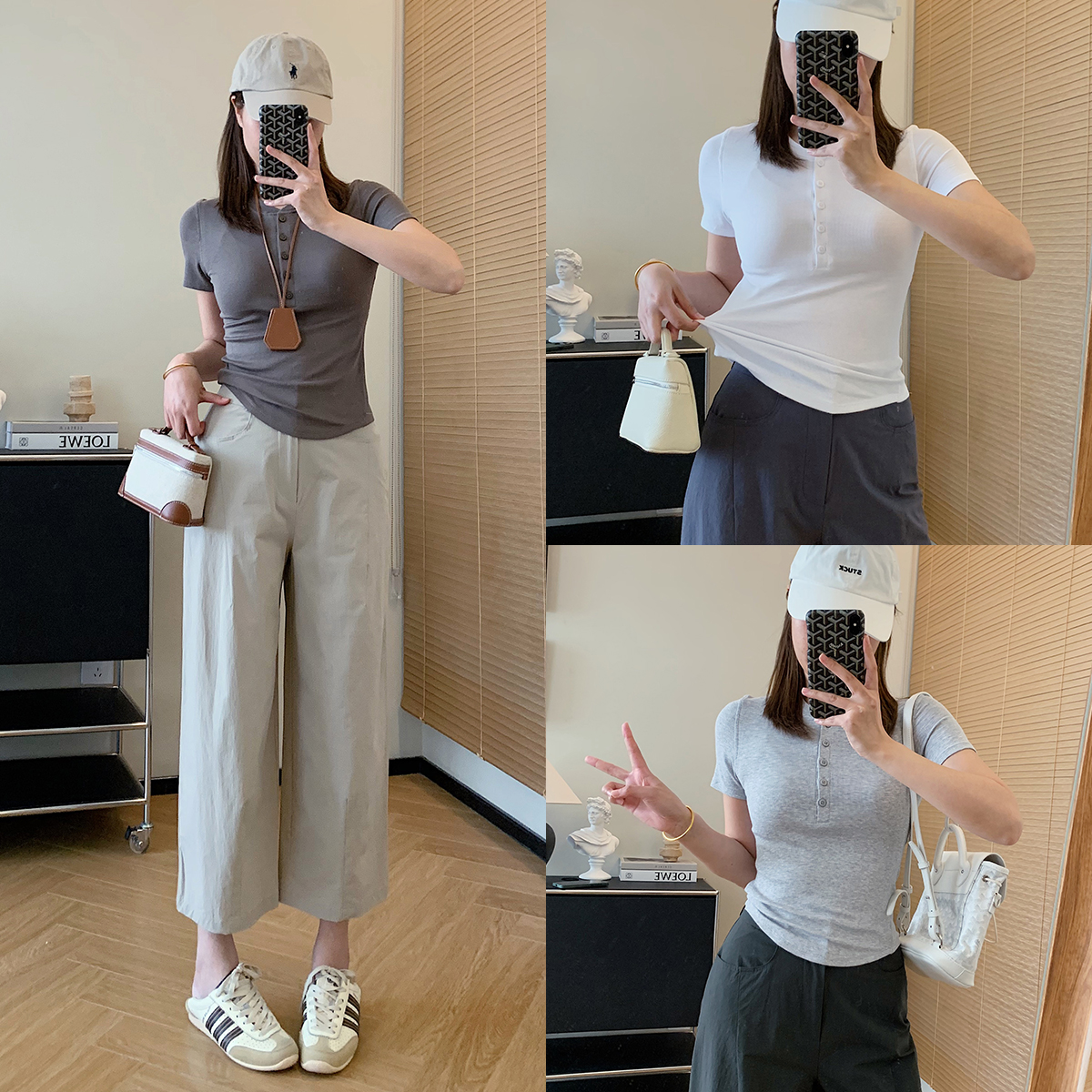 大叮自制清仓【老钱亨利衫】兰精莫代尔弹力修身显瘦短袖T恤！S5195