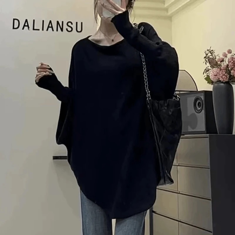 孕妇装2025洋气孕妇早秋上衣蝙蝠袖99棉女慵懒风高级不规则上衣
