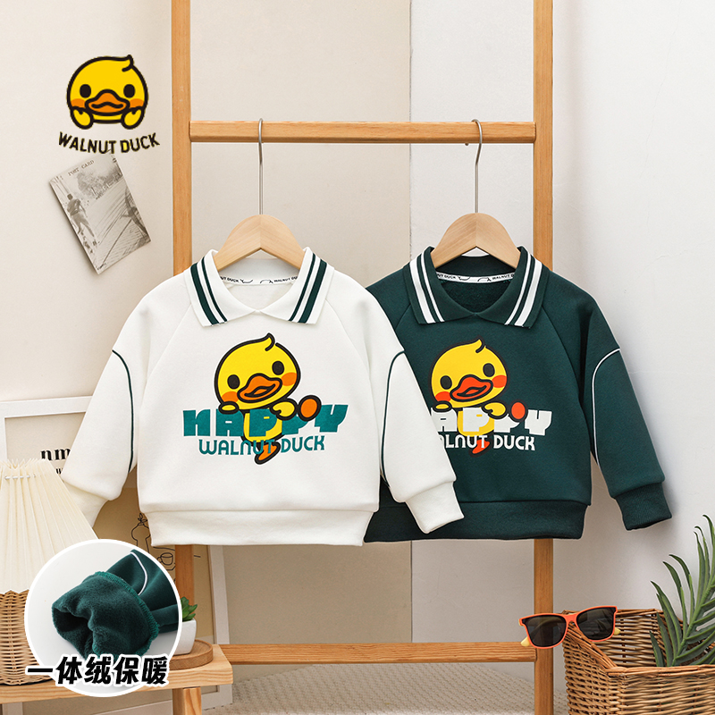 WALNUTDUCK2023【双旦】冬季新款翻领活泼鸭加绒卫衣5337