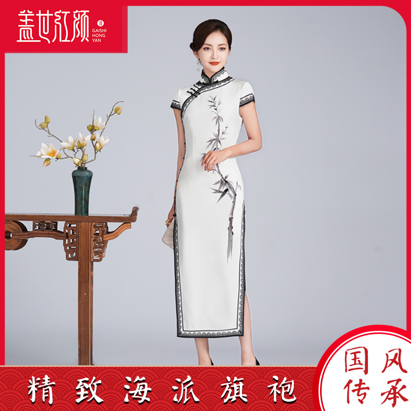 咏竹9048丨盖世红颜丨高端刺绣日常老上海2024年新款女礼服修身