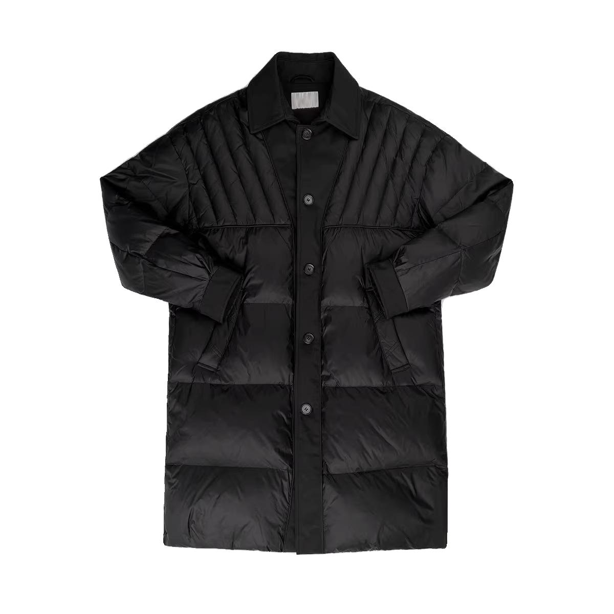 卡宾鼠潮流男装男士时尚90棉服保暖情侣百搭黑色中长款拼接休闲外