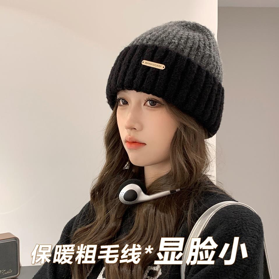 大头围粗毛线帽子女秋冬冷帽韩系新款加厚保暖显脸小护耳针织帽男