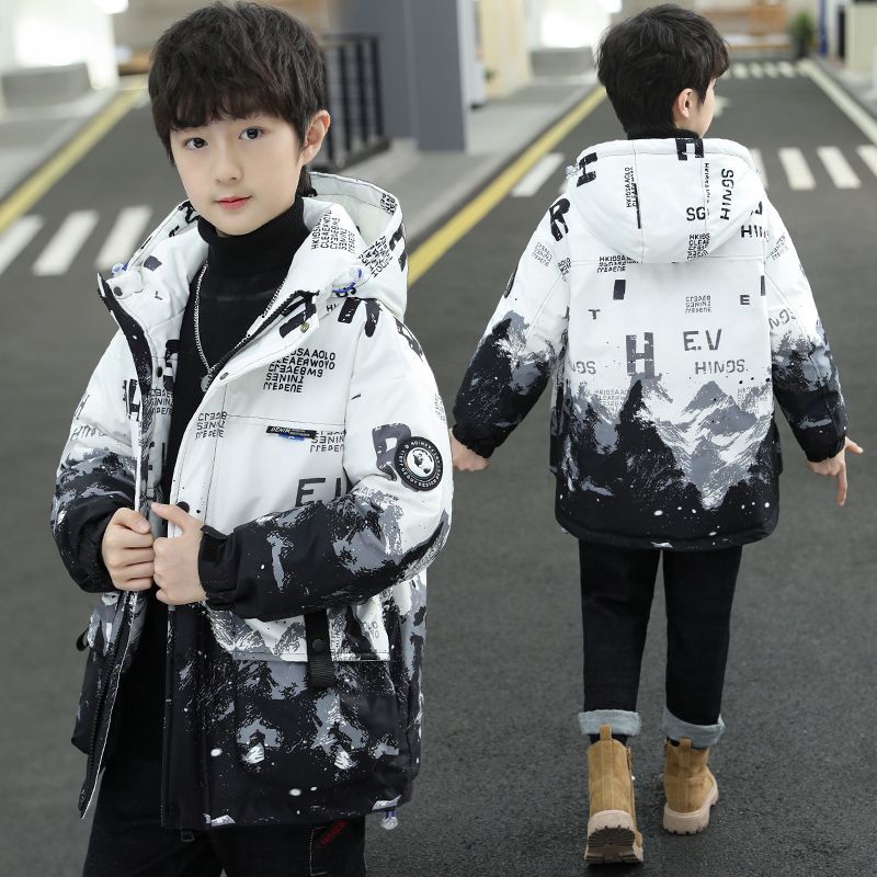新款男童羽绒衣服外套冬季2023新款秋冬装中大儿童洋气男孩加厚羽