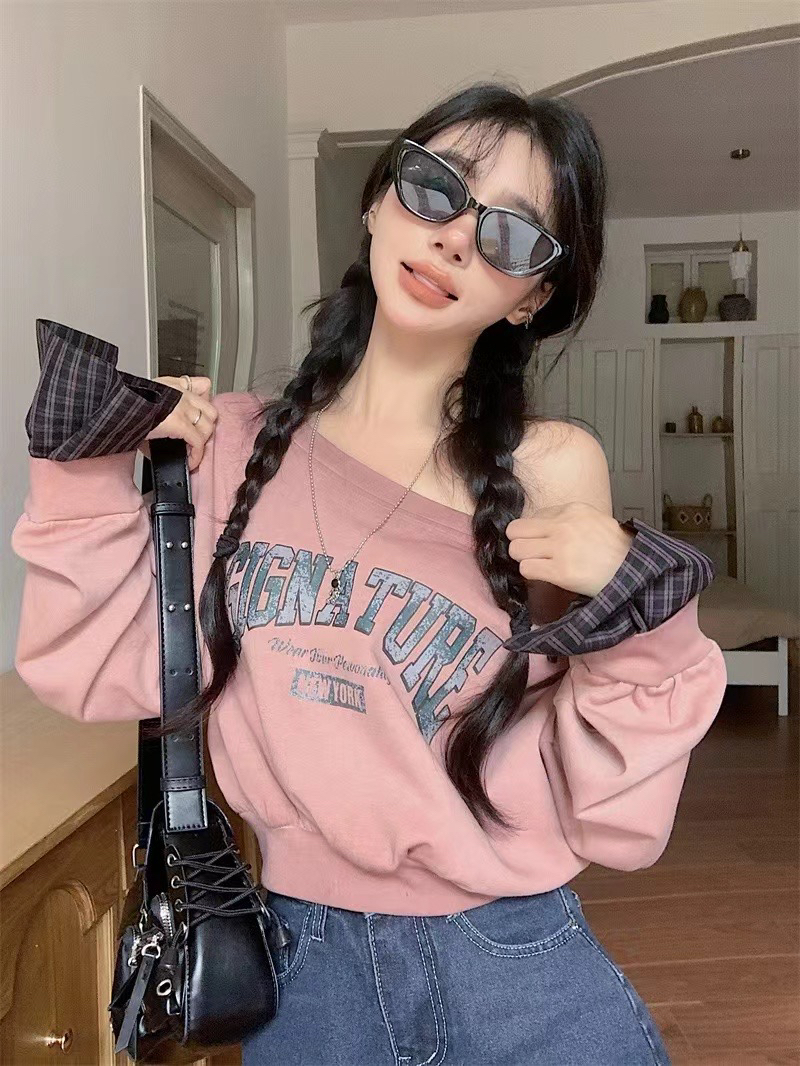 ｛Ｂ～爆款｝怀旧复古喷染脏脏色假两件卫衣