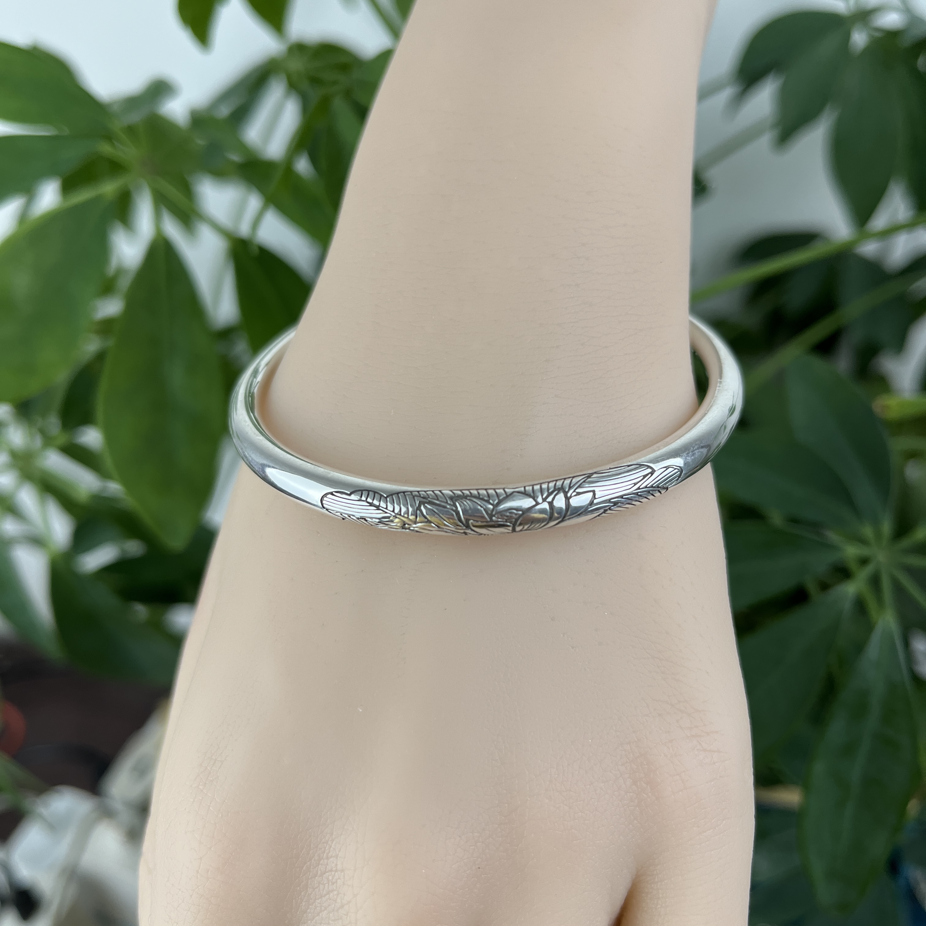 足银手镯 【尚古银坊】足银9999多福南瓜莲花手镯实心复古经典素款