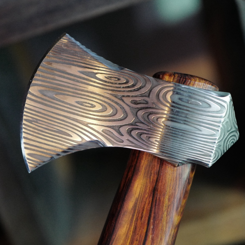 新玩精工大马士革斧头 越黄柄