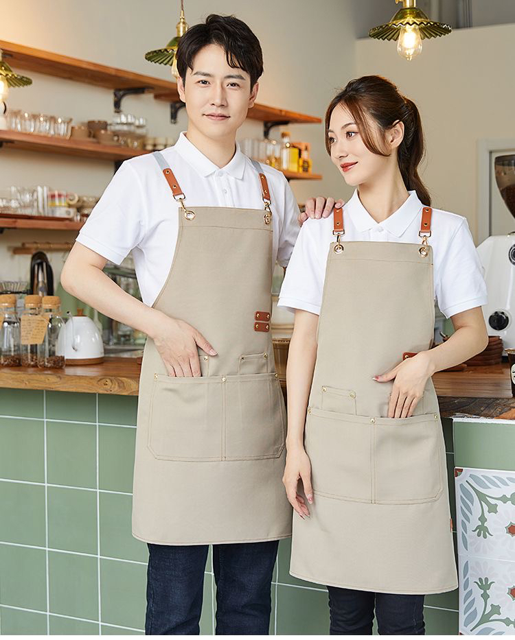 奶茶时尚防水围裙工作服围腰洋气帆布防油网红家用厨房服务员耐脏