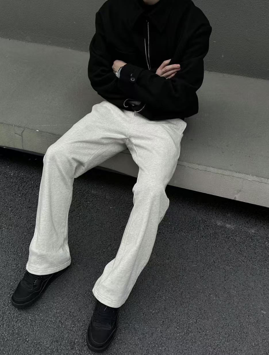 庆庆同款加绒加厚氛围感卫裤百搭时宽松直筒版型加绒款阔腿ins