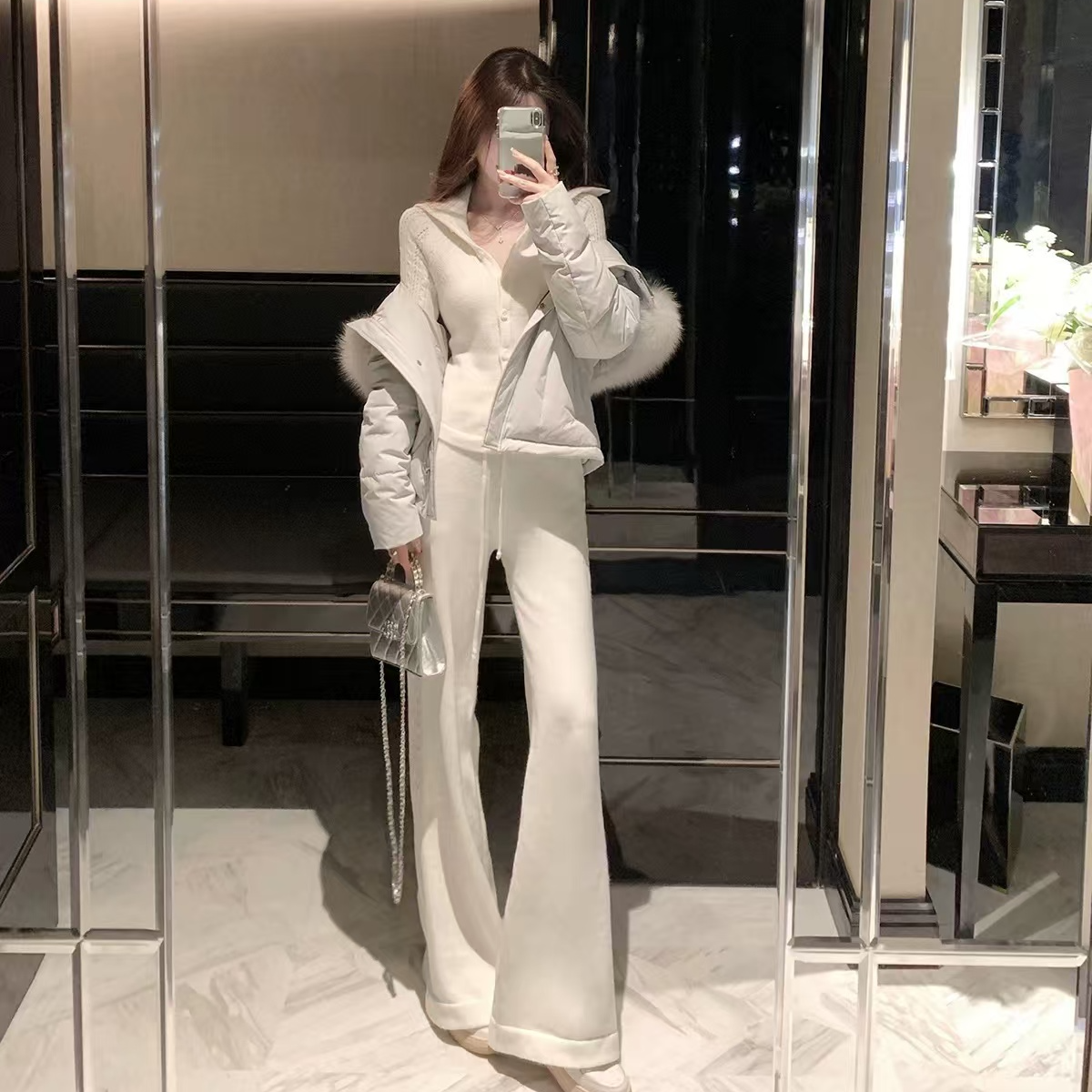 秋冬穿搭一整套休闲时尚运动慵懒风毛衣开衫休闲长裤针织两件套女