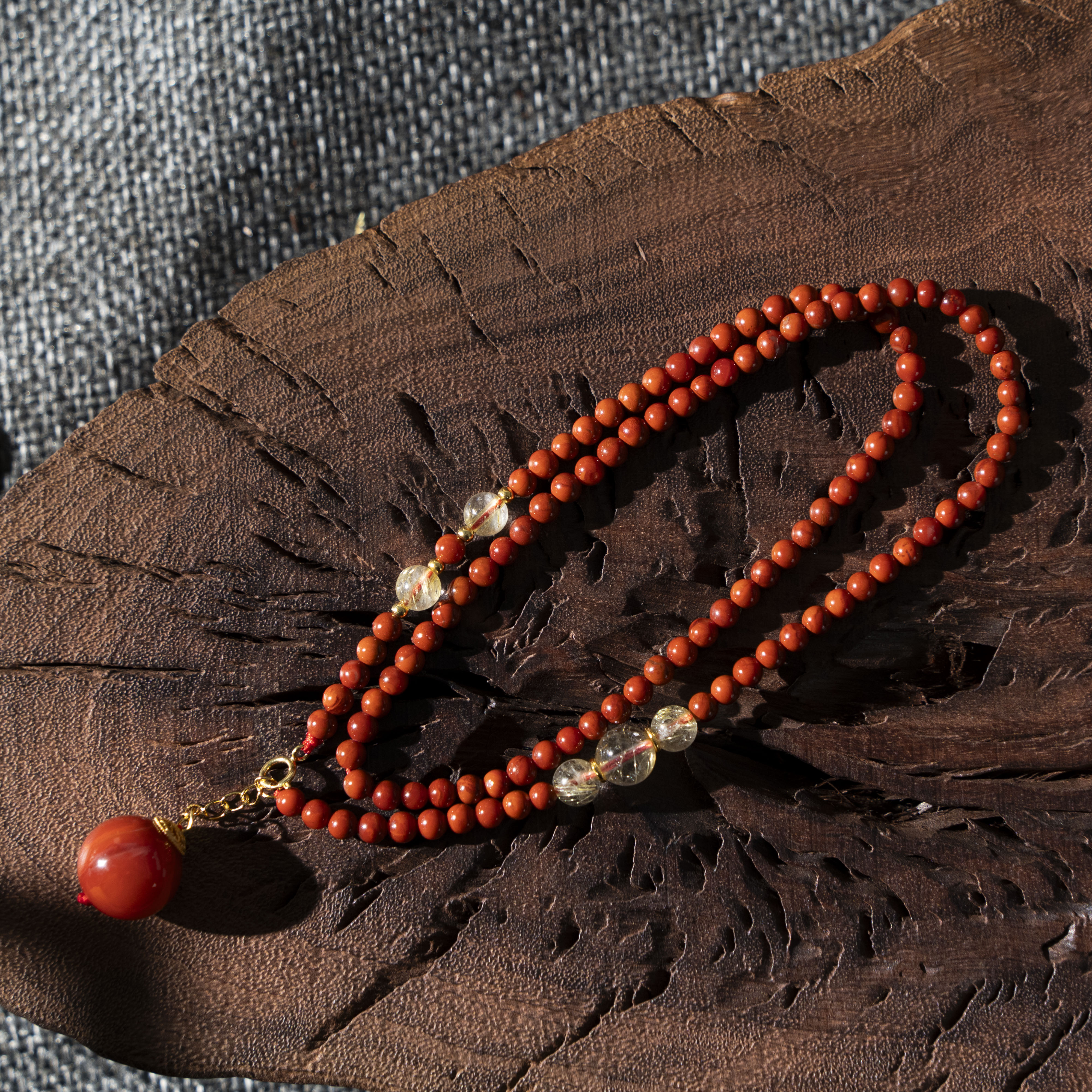 原创设计天然川料满色3+mm南红diy项链HS096700199