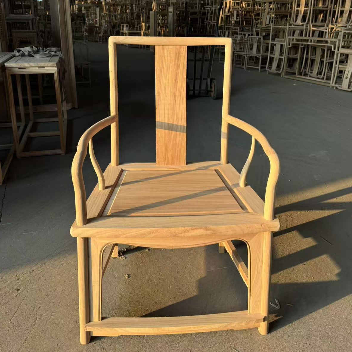 北方榆木全实木主椅新中式家用简约桌椅茶椅实木椅