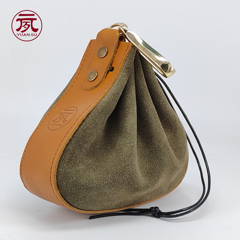 元夙造物牛皮文玩袋腰间高档玉石首饰收纳袋盘珠手串真皮保养工具