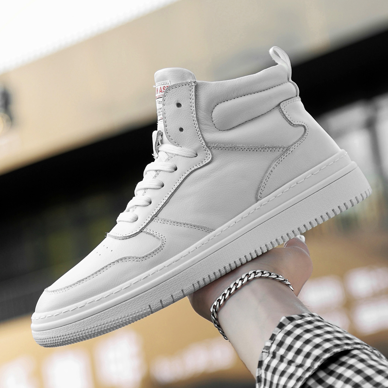 欧洲站 青年真皮男鞋休闲鞋韩版潮流板鞋百搭男士小白鞋加绒鞋男