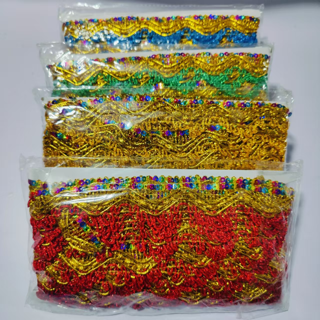 三角亮片装饰条彩色包边花边辅料 树叶花边 半圆花边装饰