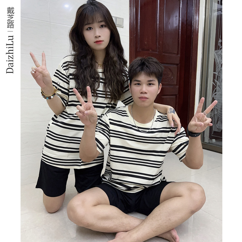 莫代尔棉情侣睡衣男夏季短袖薄款夏天女士宽松爽棉大码家居服套装