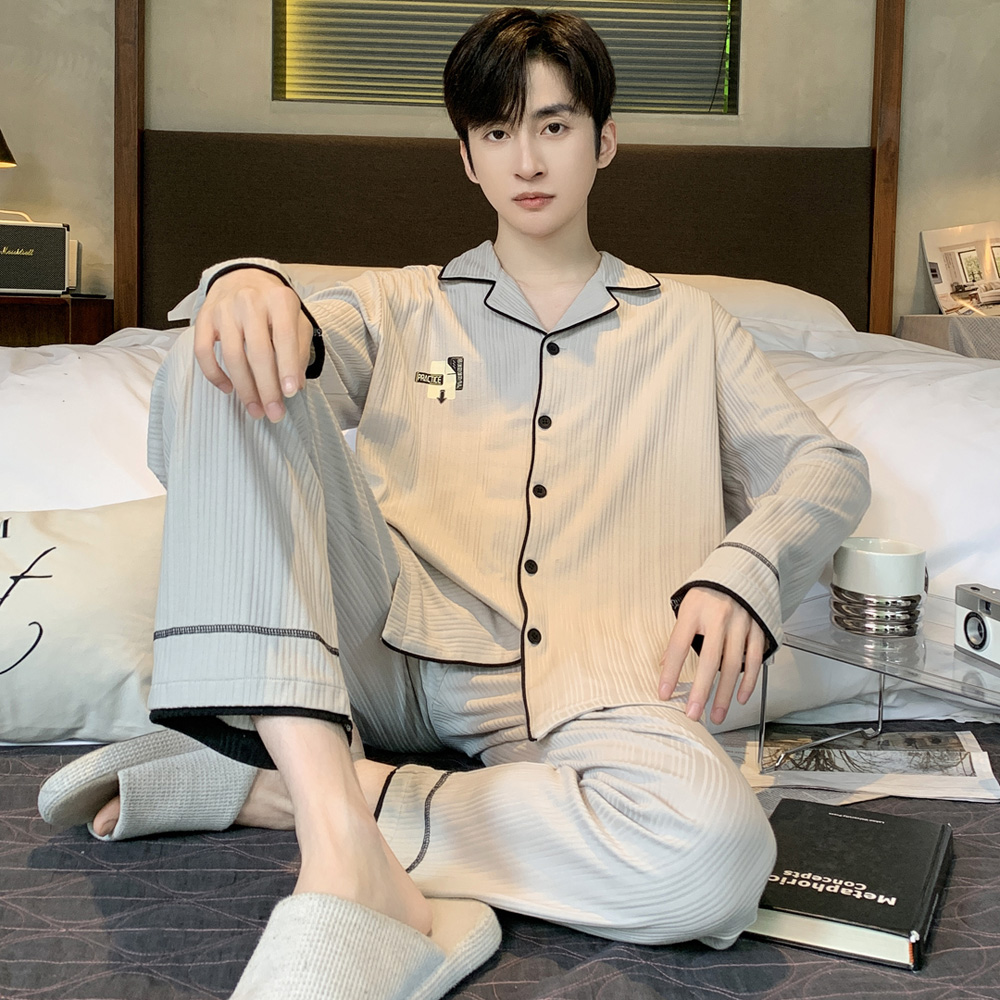 双面纯棉睡衣男秋款长袖2024年新款春秋冬季高级感全棉家居服套装