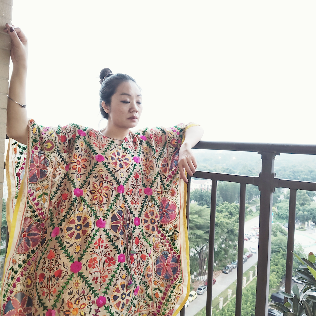 【民族风女装】印巴风情刺绣长裙 印度刺子绣大摆型蝙蝠袖超宽松