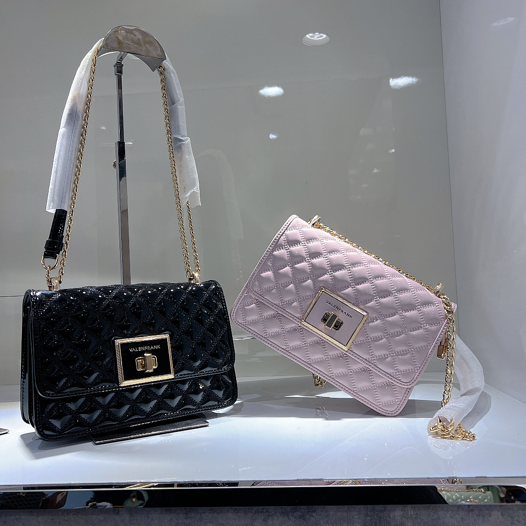 华伦弗兰克女包菱格链条包斜挎包生日礼物包包高级百搭漆皮小香风