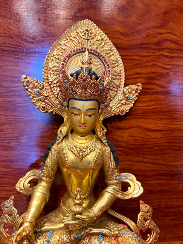 纯铜地藏王纯铜鎏金精工摆件