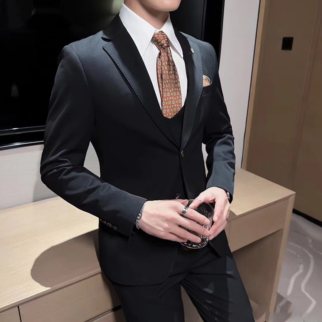 西服套两扣开叉休闲潮流结婚修身商务职业韩版英伦时尚帅气新郎