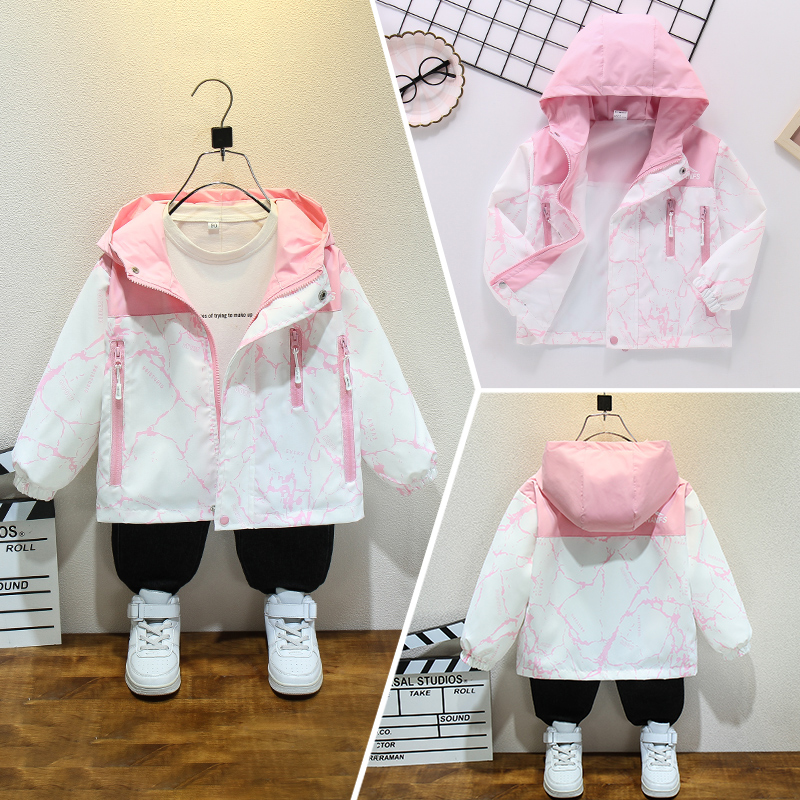 女童外套春秋2025新款童装小女孩春季运动连帽衣服儿童春装冲锋衣