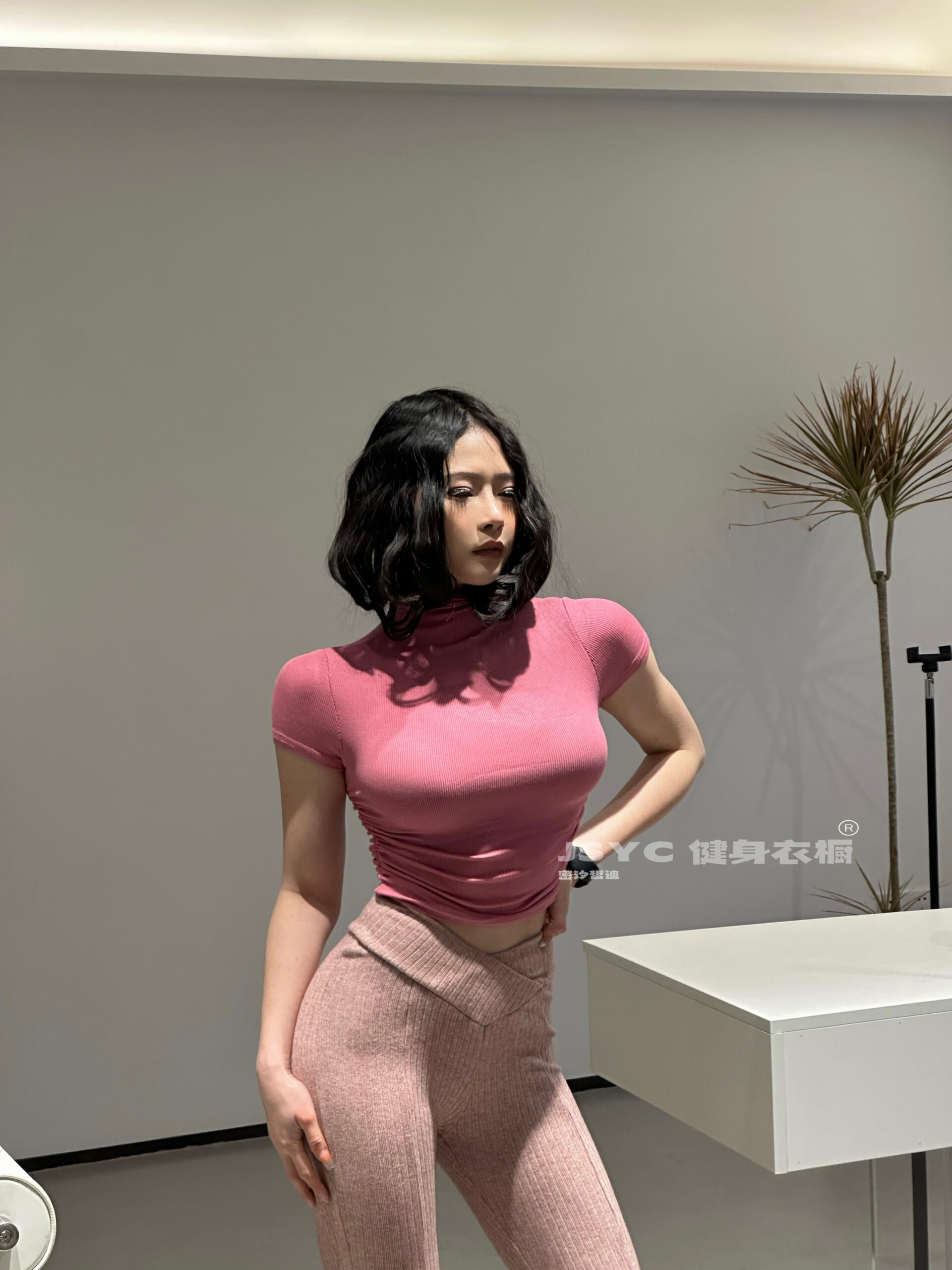 AJS爱健身girl-纯色显瘦百搭打底衫户外运动瑜伽t恤
