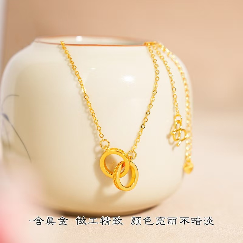 铜合金手链 时尚莫比乌斯金龙鳞凤羽双环项链手链气质百搭锁骨链