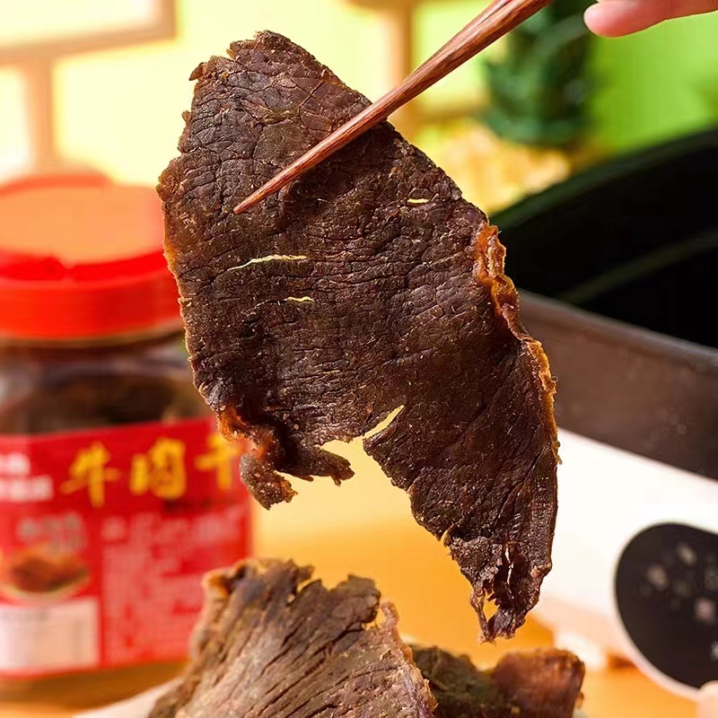【罐装】湖岭牛肉干温州特色美食休闲零食卤味熟食大片肉脯350g