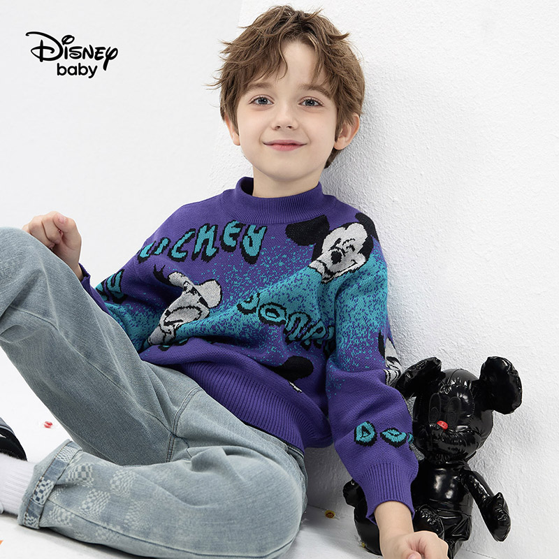 【迪士尼童装】Disney男童半高领毛衫23春儿童毛衣上衣DB311AA32