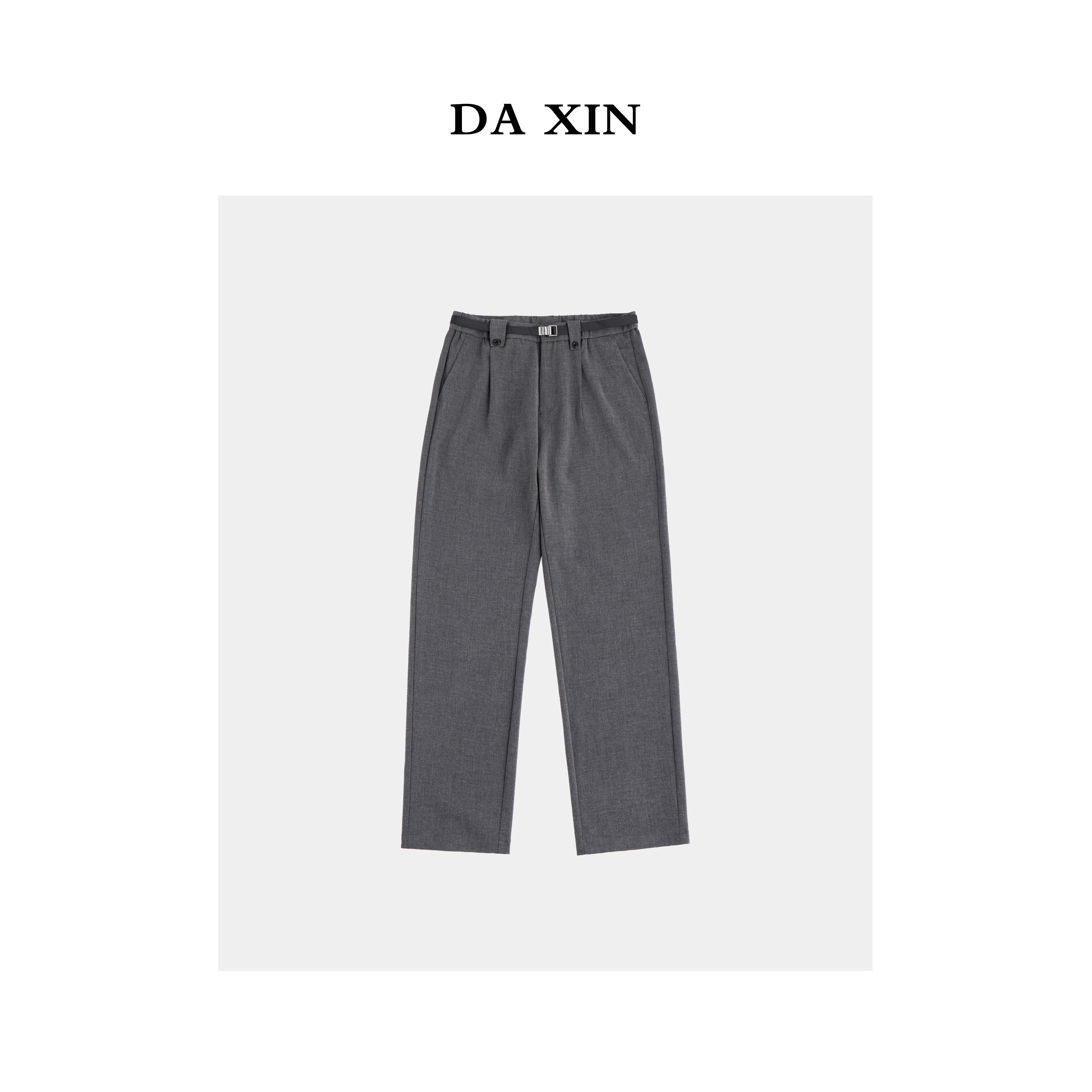 DA XIN 秋季新款定制定染斜纹时装料腰带长裤男直筒宽松休闲裤男
