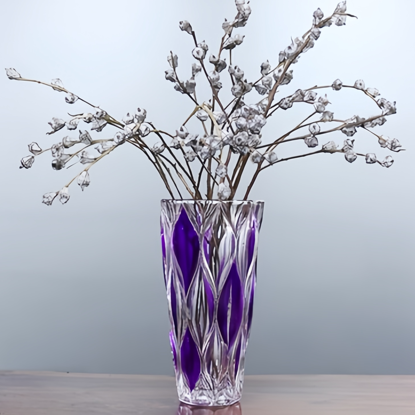 手绘加厚水晶玻璃花瓶水养鲜切花玫瑰百合餐桌客厅桌面摆件