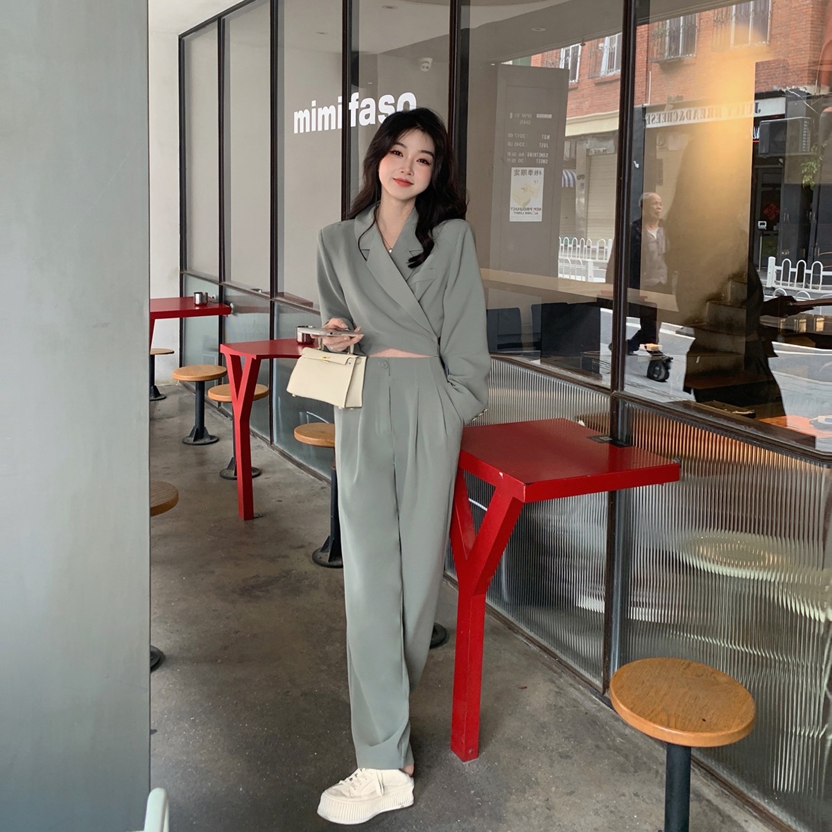 佐佐家小个子系带设计感短款休闲西装女初秋韩版高腰气质上衣外套