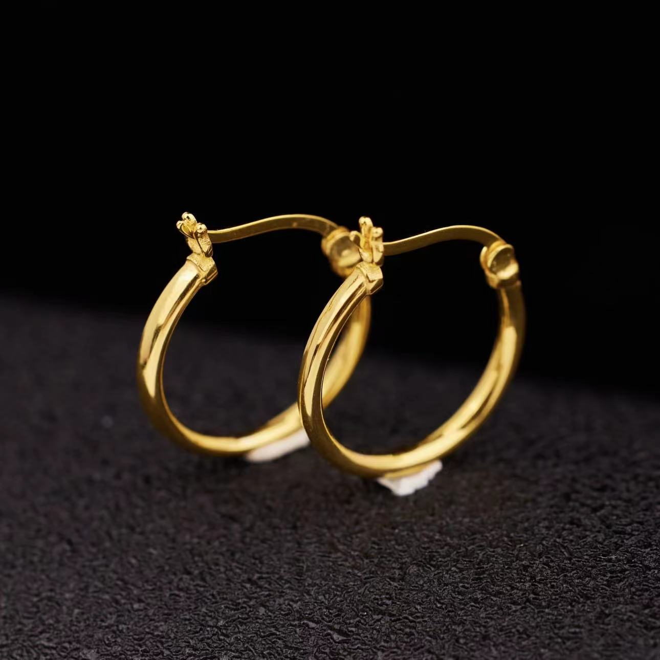 【言真严选】18K万能耳圈气质百搭光面圈圈耳饰时尚轻奢耳环