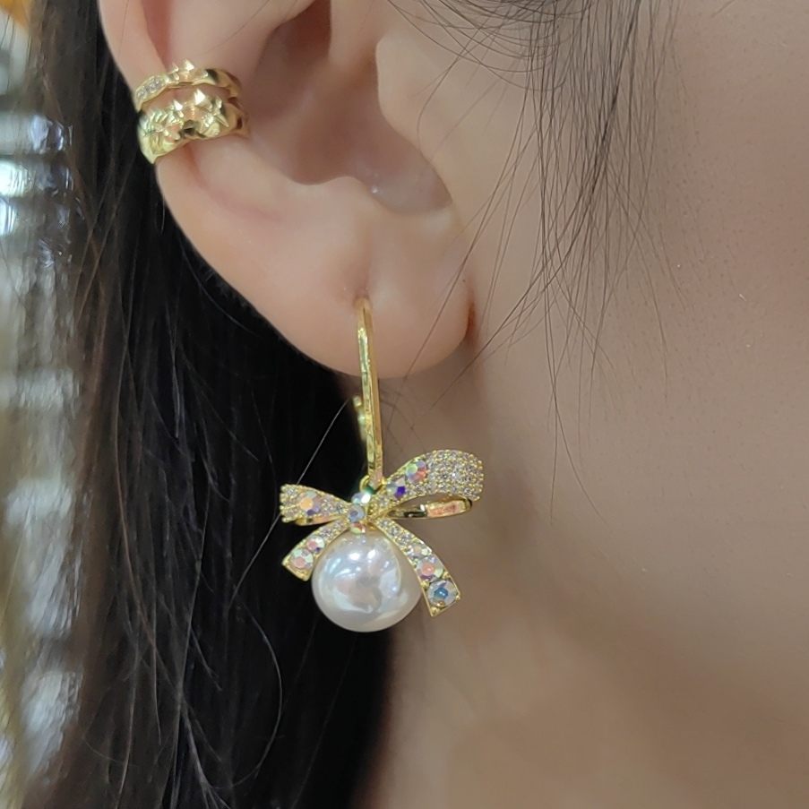 铜合金仿珍珠耳饰 百搭仿珍珠耳饰爆款轻奢时尚气质珍珠耳环