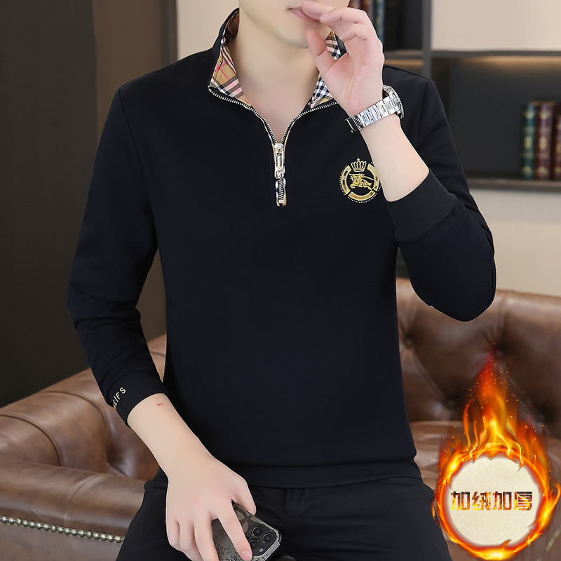 加厚春秋保暖2023爆款加绒高档时尚秋冬男士立领卫秋季男上衣长袖