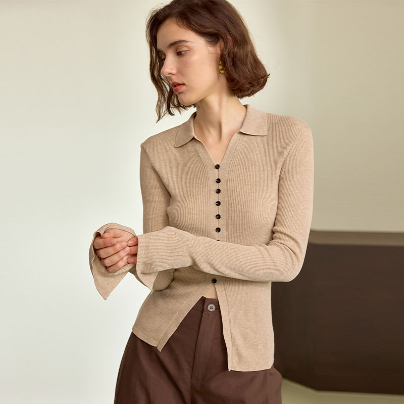 AEL原创美丽诺短款针织开衫2024秋冬打底显瘦长袖上衣女AS24O108
