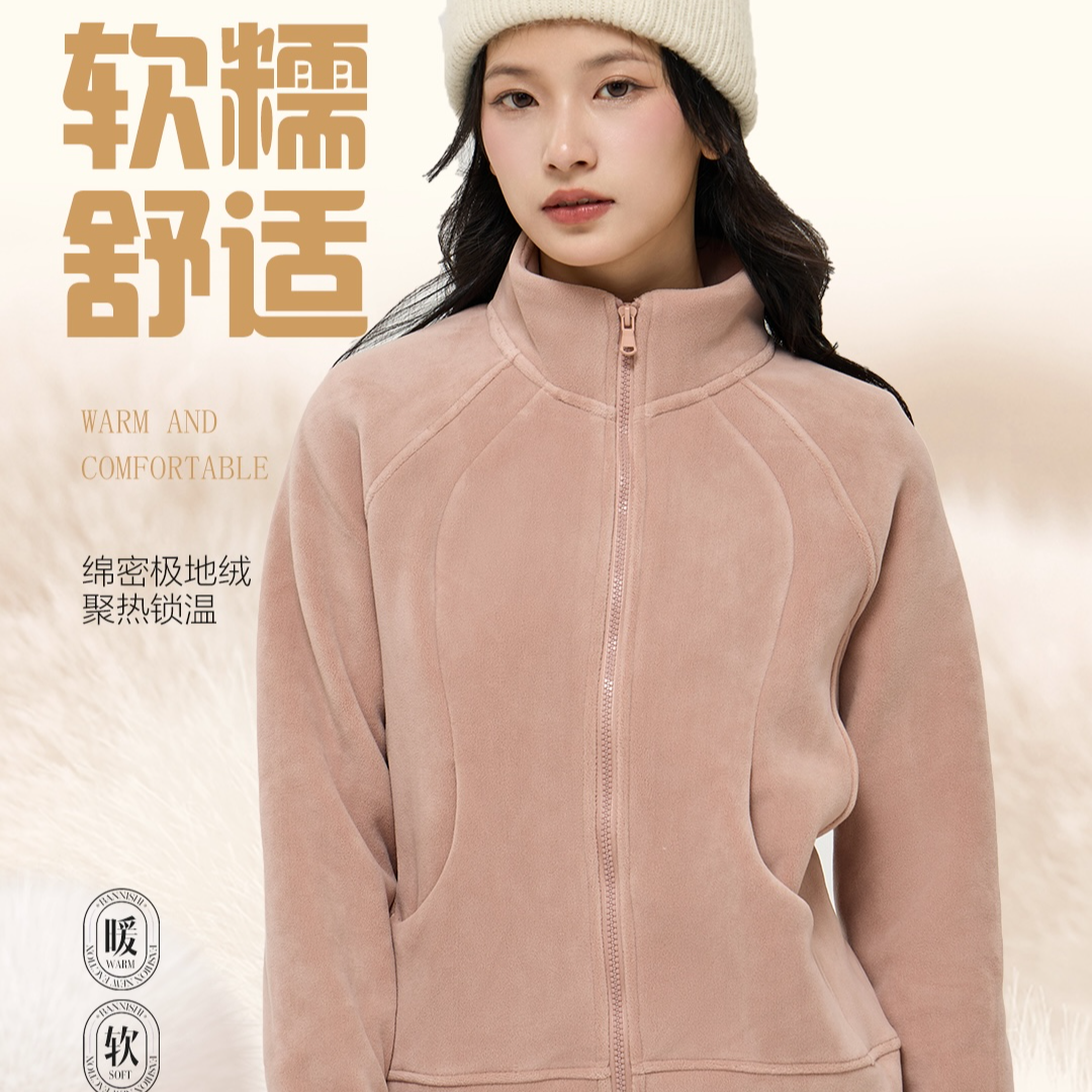 末帖/MOTIE保暖长袖双面锁温休闲短外套纯色女加厚收口袖雅诗外套