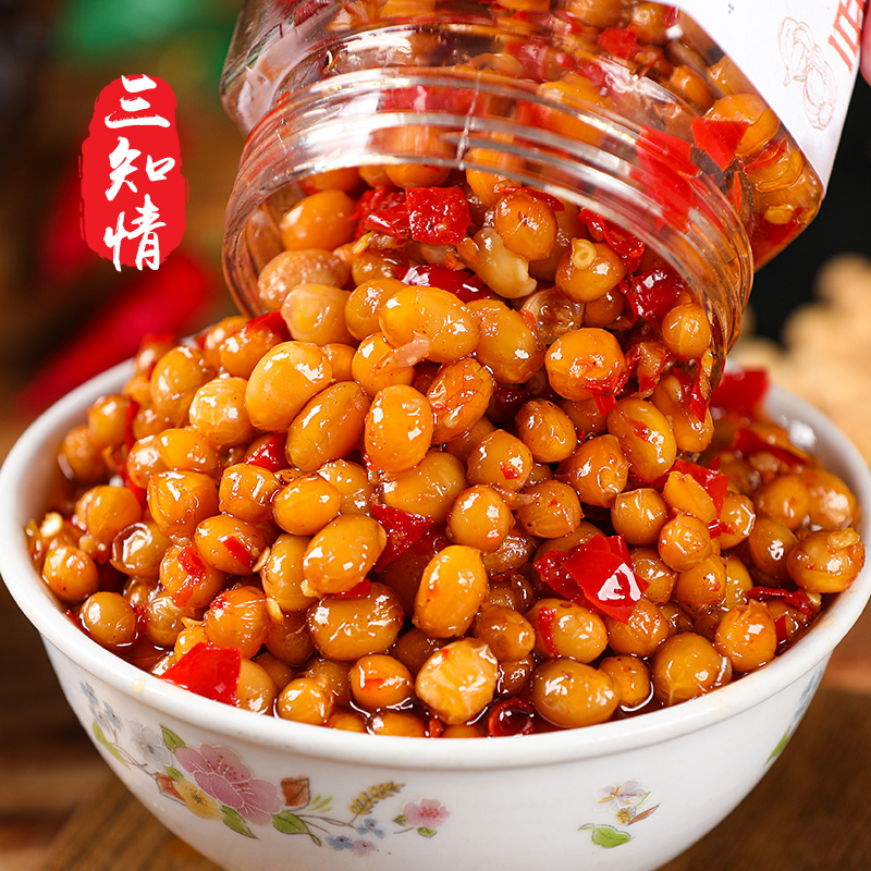 三知情 香辣黄豆280克/瓶 黄豆酱腊八豆豆瓣酱