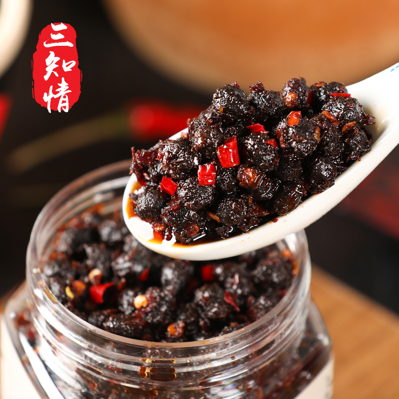 三知情 风味豆豉300克/瓶*【3瓶】 浏阳特产开盖即食 调味品蒸鱼