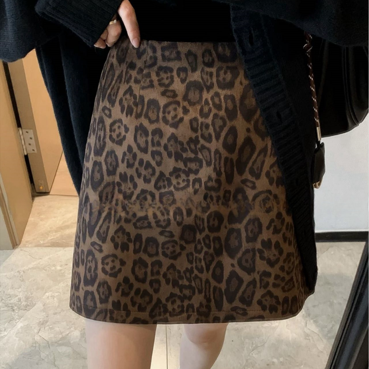 NICE圈圈、毛呢豹纹半裙超洋气A字半裙A9850