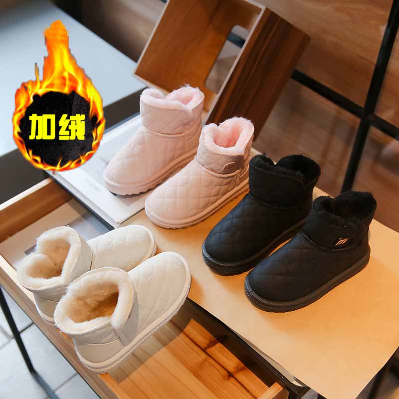 回力瑞儿童棉鞋雪地靴2023冬季新款男女童全皮面防水棉靴加绒棉靴