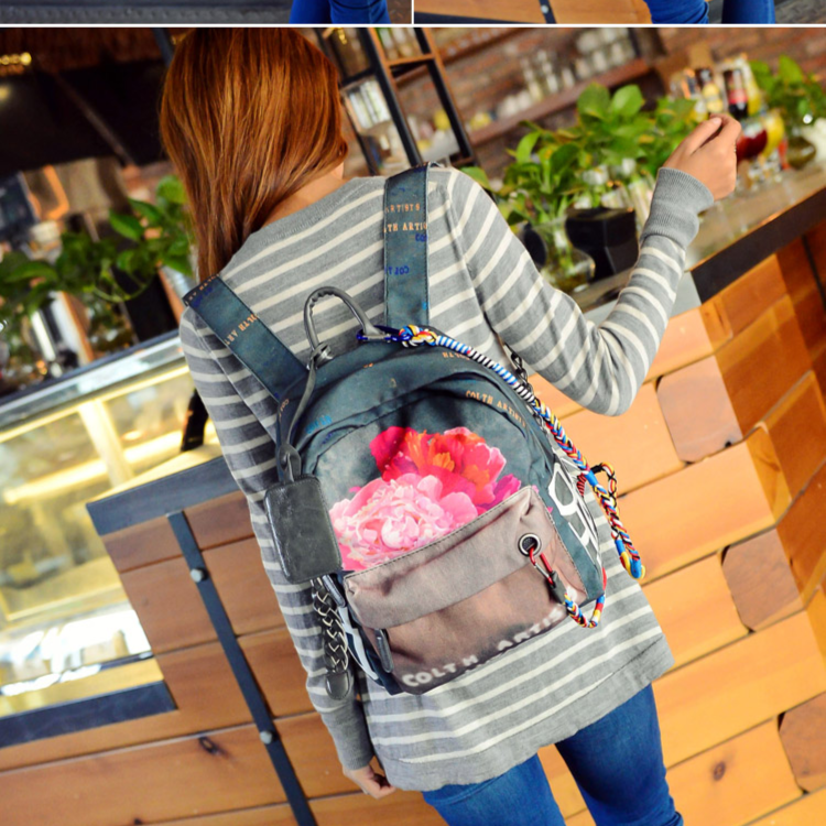 路岩原创潮流新品热转印工艺双肩背包