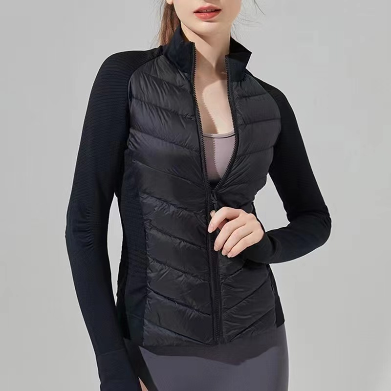 2024新款健身羽毛服女户外运动瑜伽服防风保暖短款运动外套