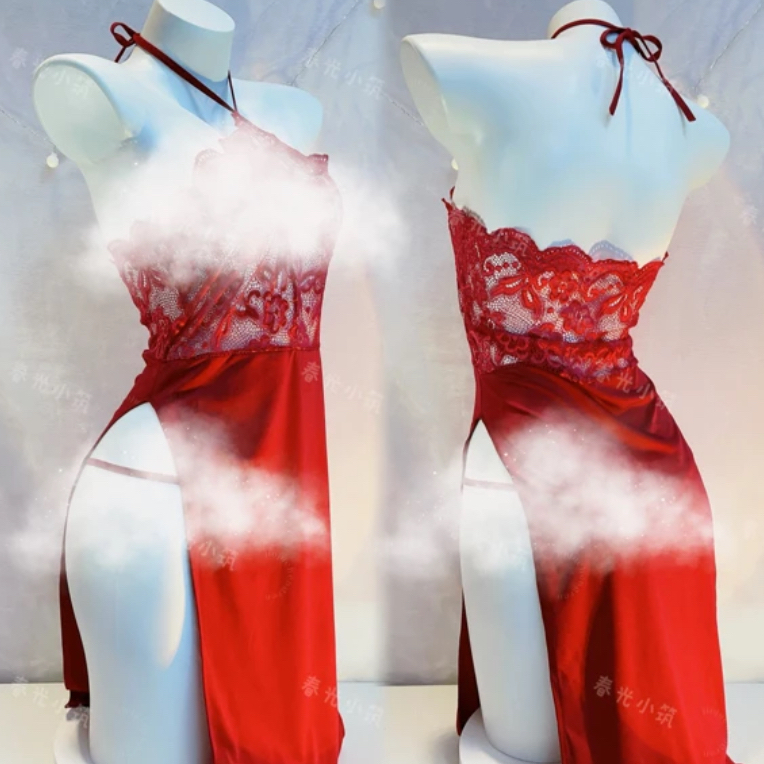 性感旗袍诱惑蕾丝显瘦制服睡衣小胸激情战袍套装少女长款连体
